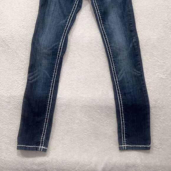 Miss‎  chic women's jeans size 5 style Straight  Denim  Bling Blue - Picture 4 of 9